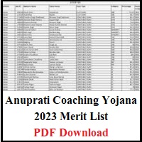 Anuprati Coaching Yojana 2023 Merit List Pdf Download 